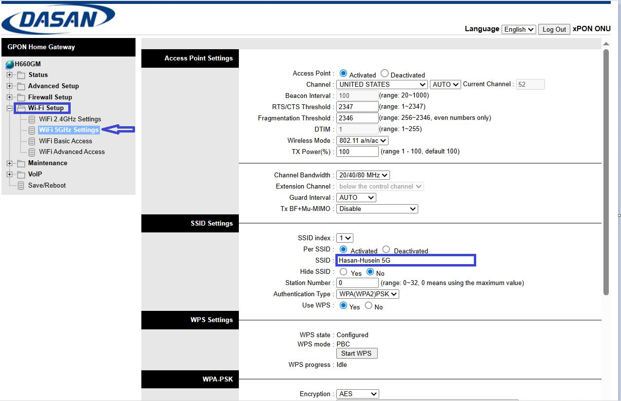 Panduan mengganti SSID WiFi Dasan